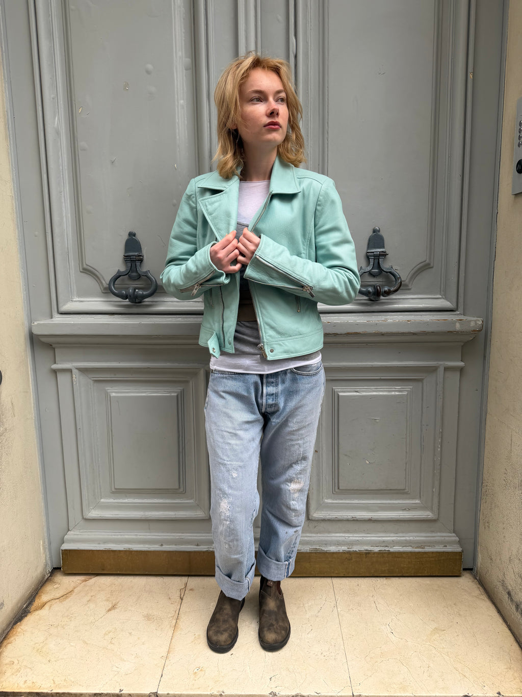 Perfecto Balenciaga Turquoise