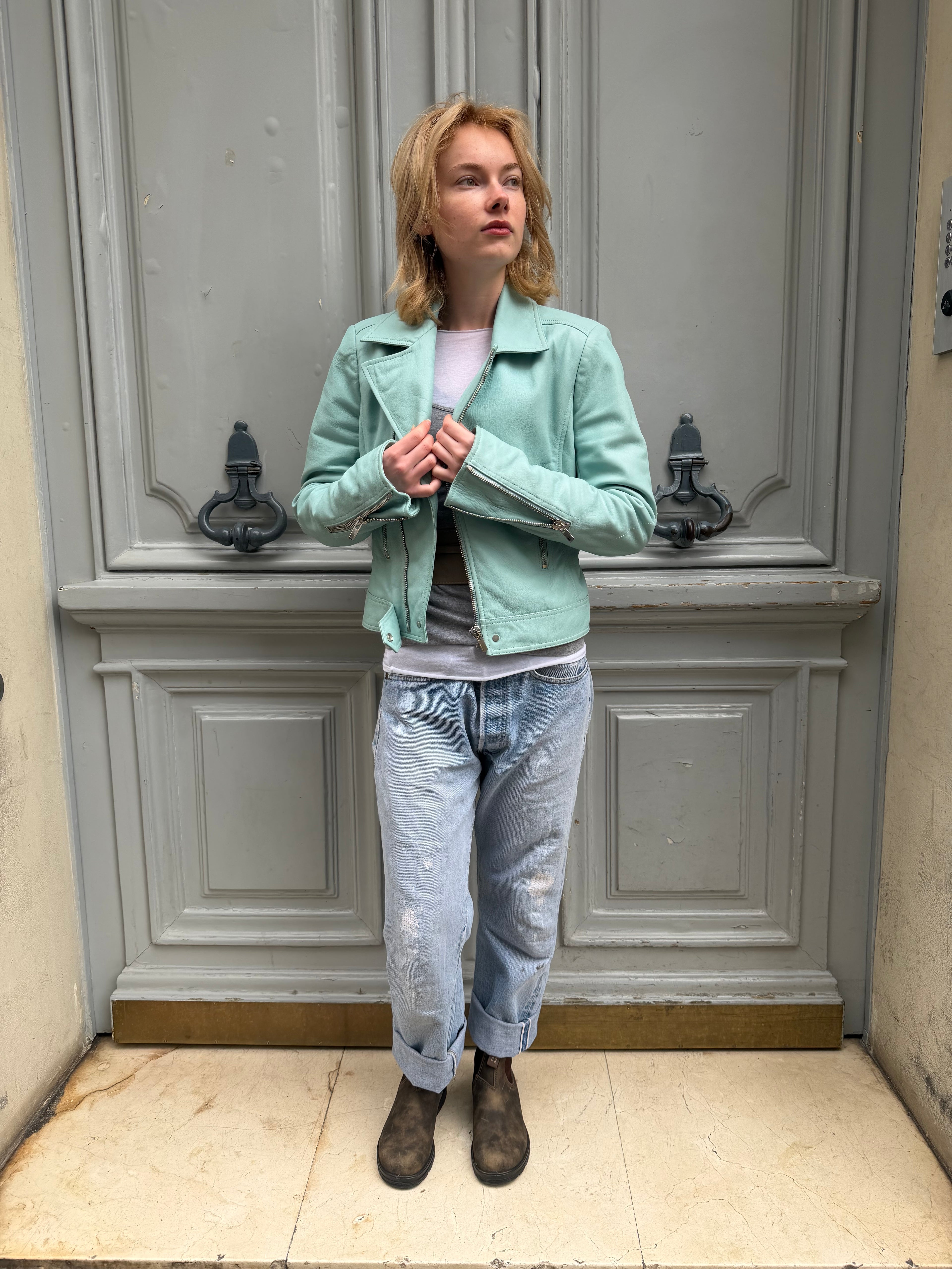 Perfecto Balenciaga Turquoise