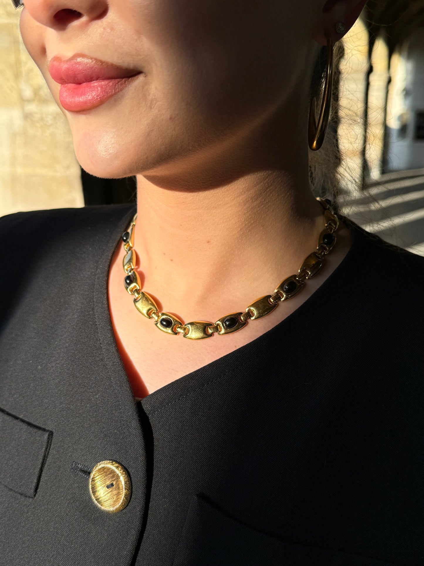 Collier marine et or Monet