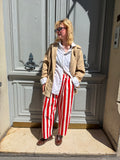 Pantalon rayé rouge et blanc