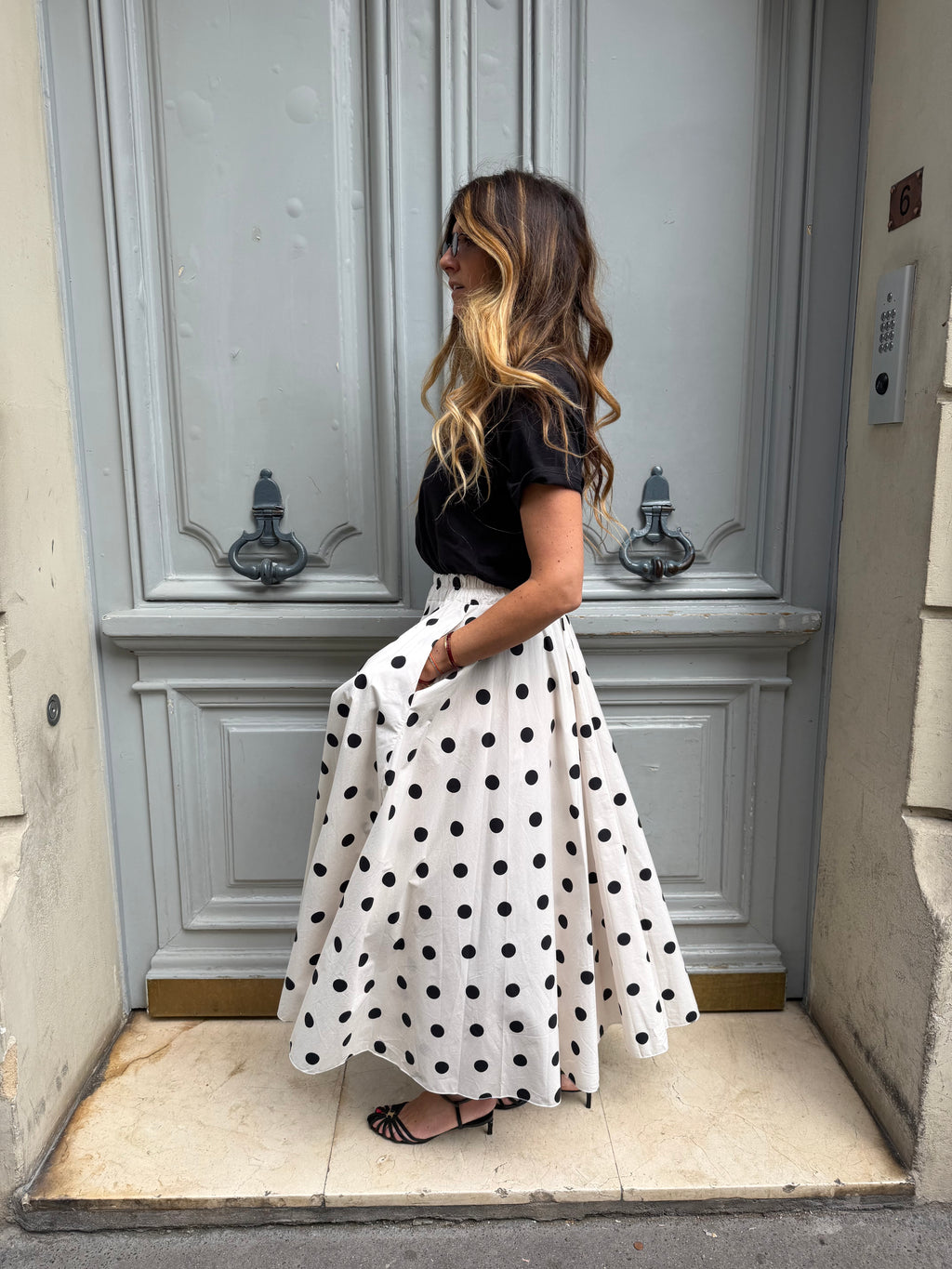 Jupe blanche a pois
