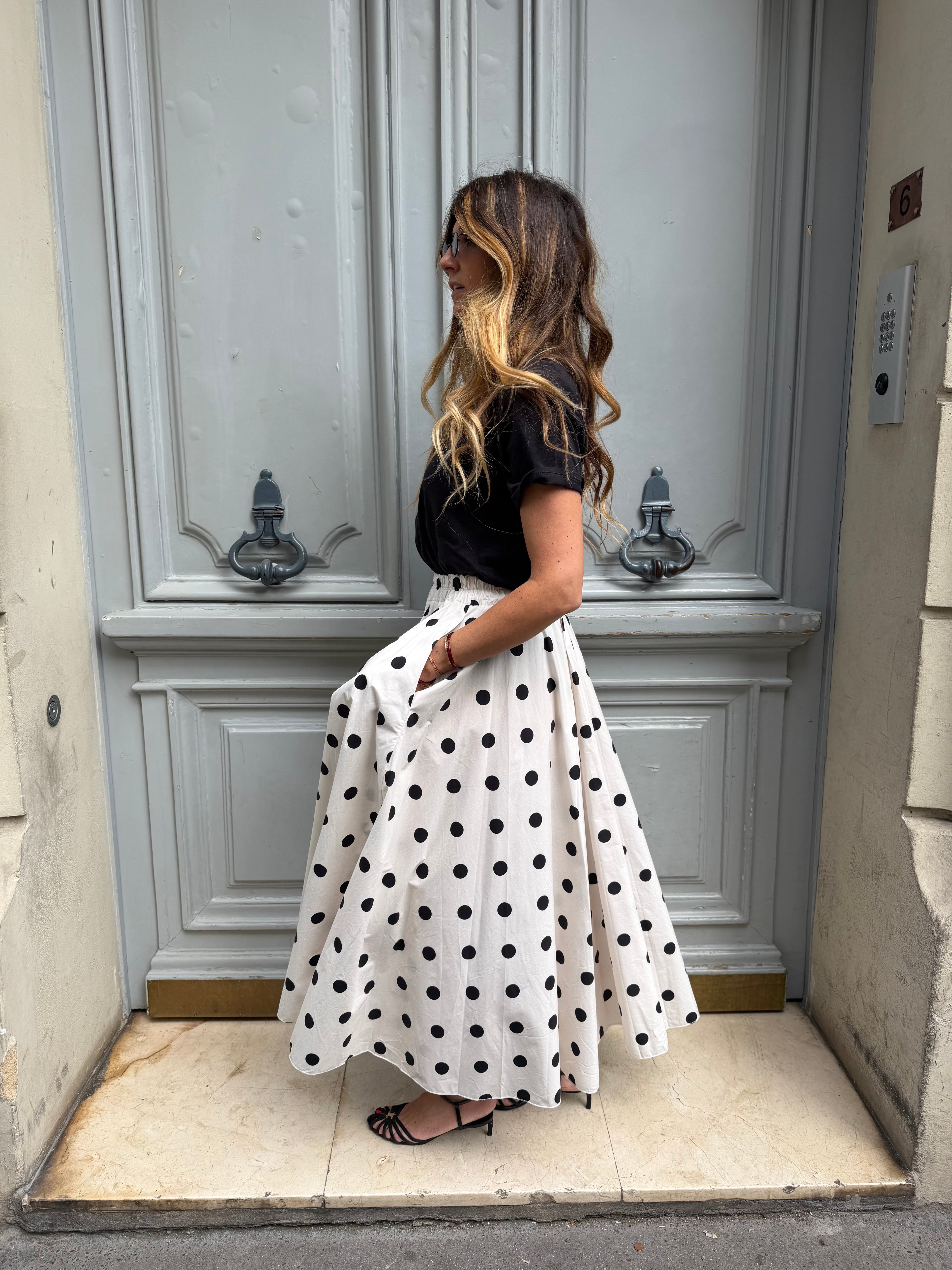 Jupe blanche a pois