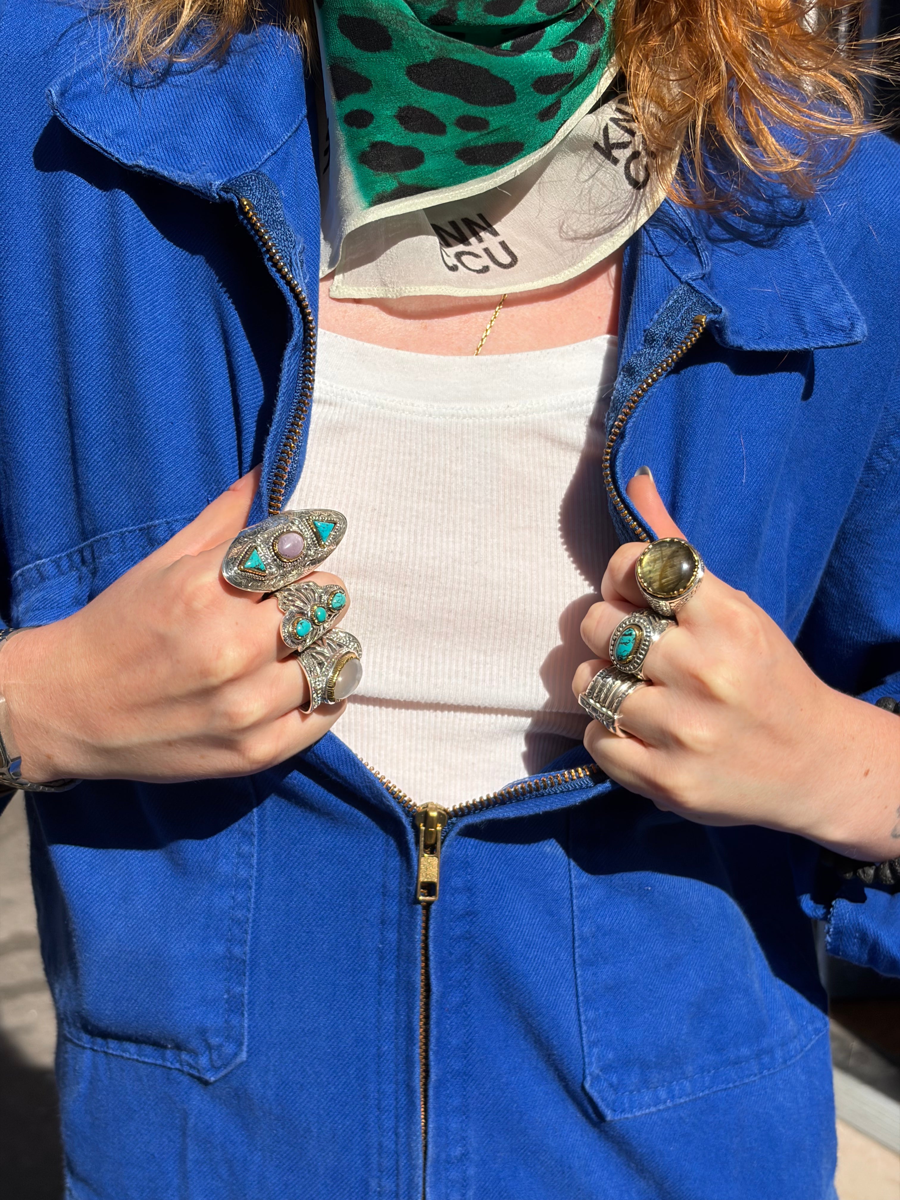 Bague trois turquoises