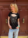 T-shirt noir Harley Davidson découpé