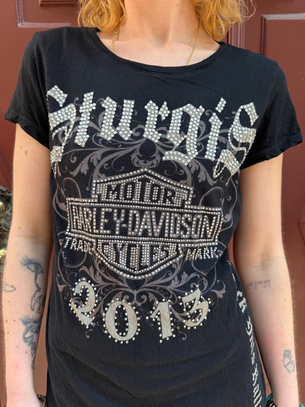 T-shirt noir Harley Davidson Strass