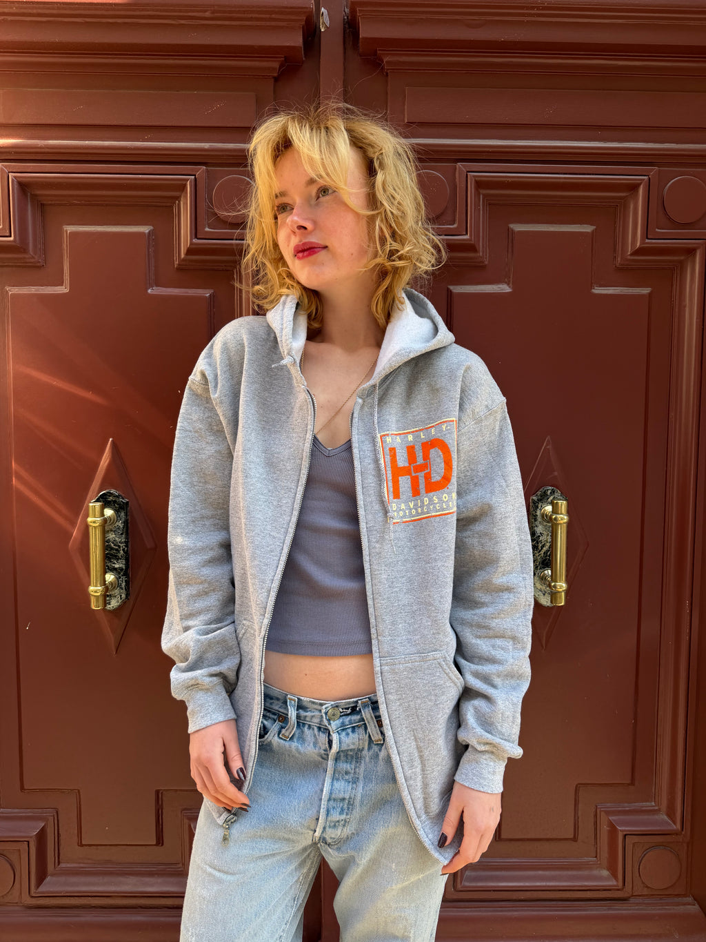 Gilet a capuche gris Harley Davidson