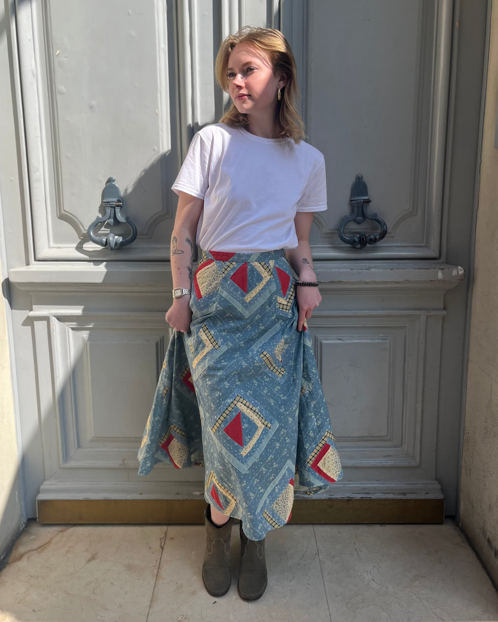 Jupe midi patchwork Ralph Lauren