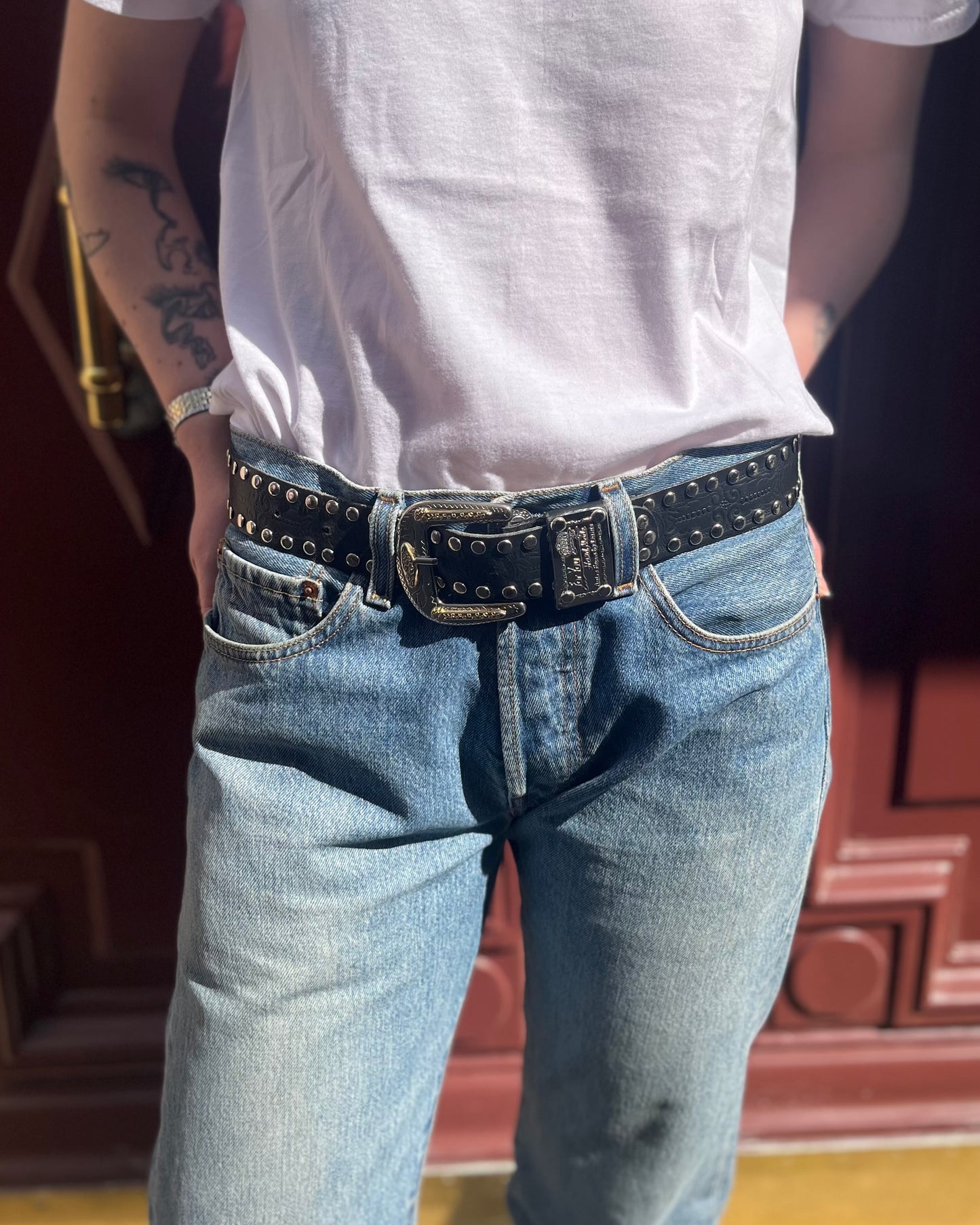 Ceinture noire empiècement argentée