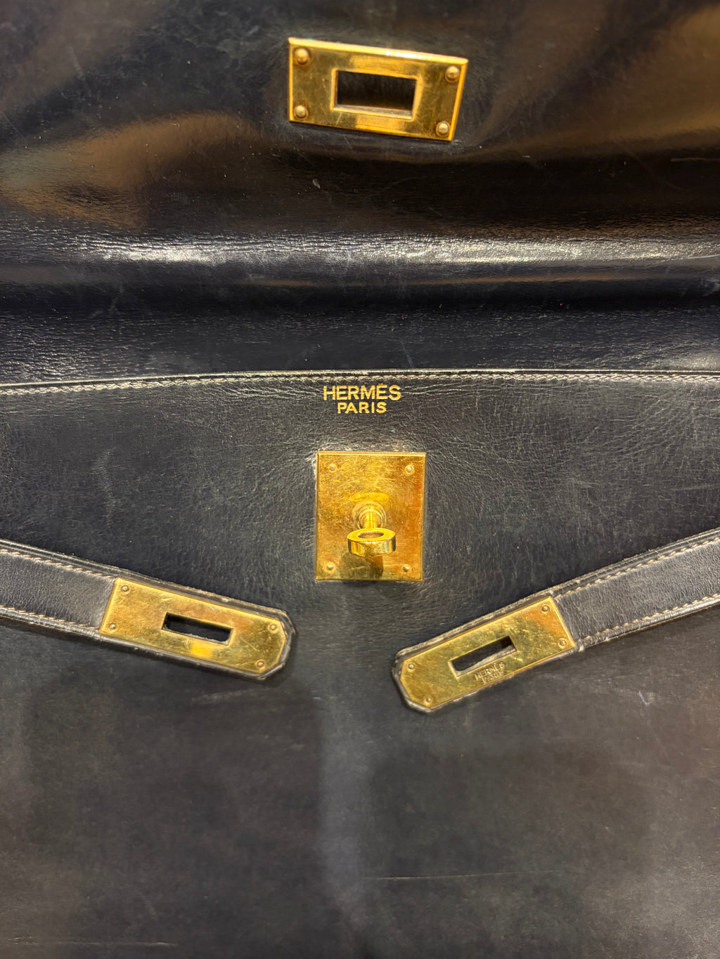 Sac Hermès Kelly 32 box marine