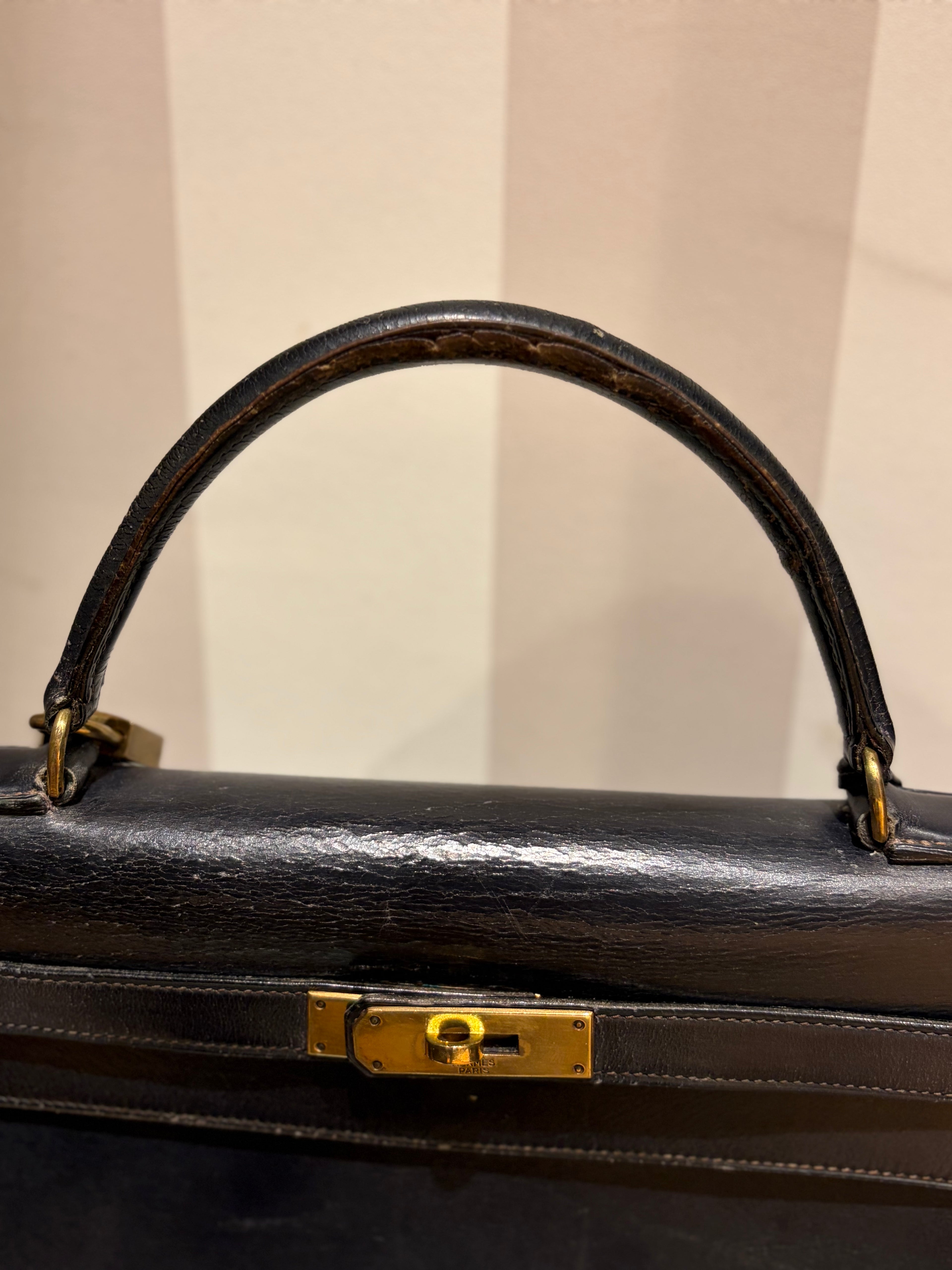 Sac Hermès Kelly 32 box marine
