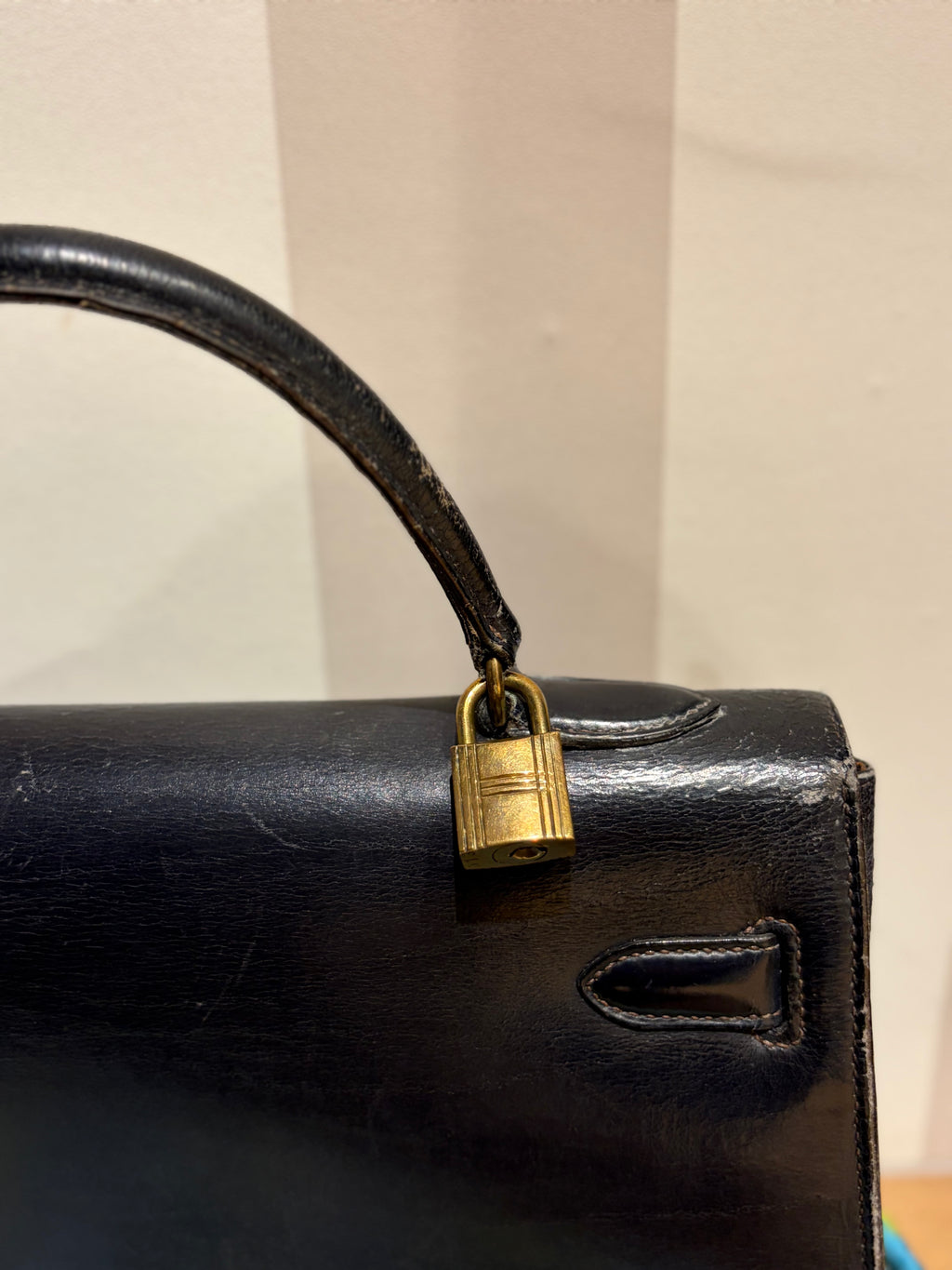 Sac Hermès Kelly 32 box marine