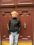 Blouson bomber en cuir embossé