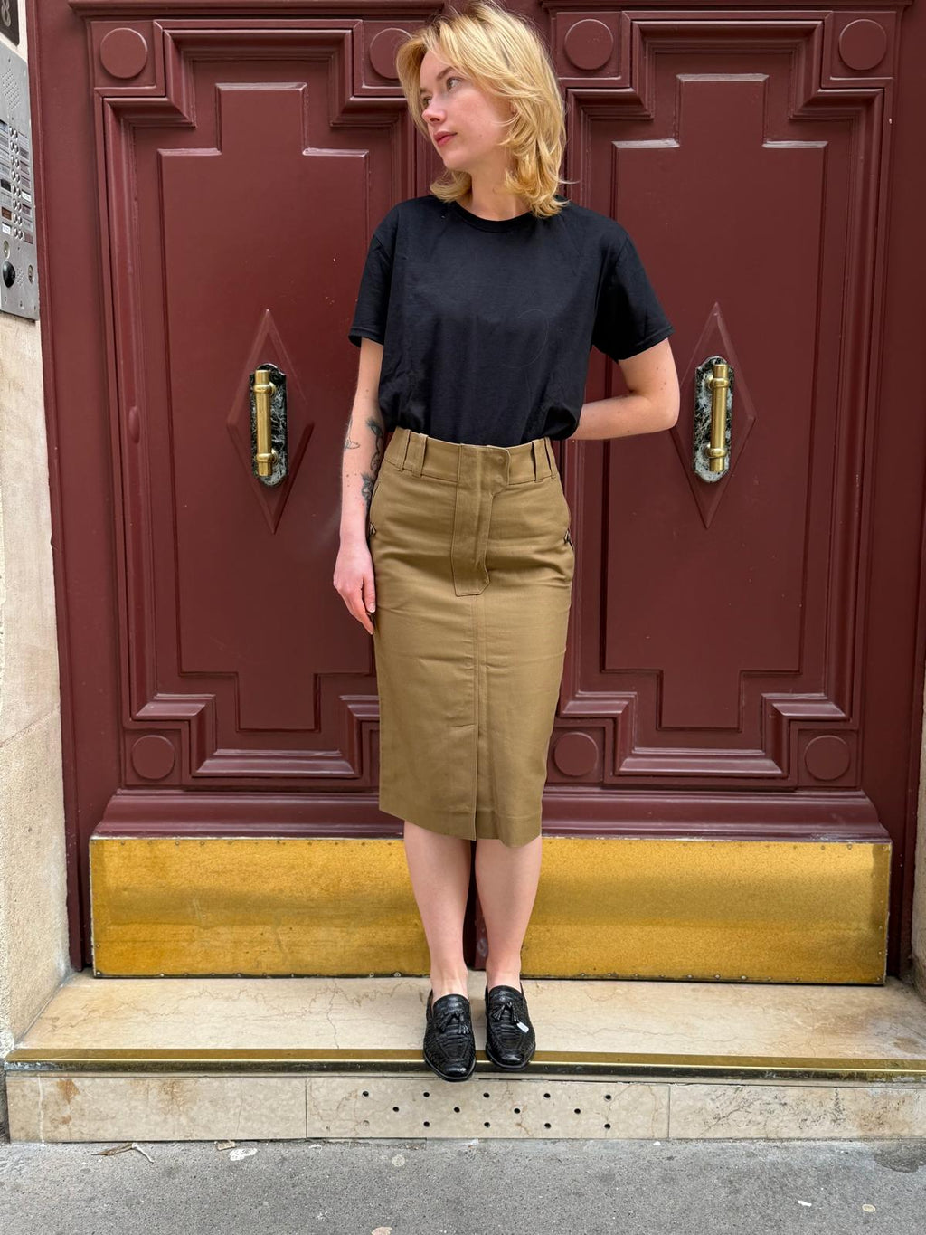 Jupe Camel Yves Saint Laurent Rive Gauche