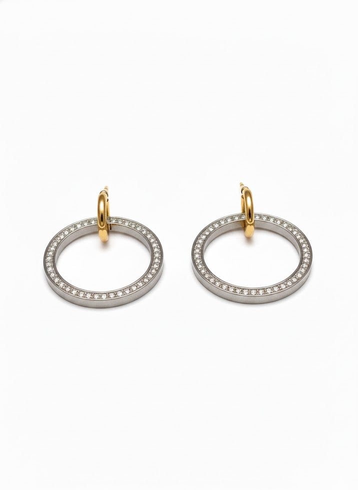 Boucles d’oreilles anneaux pavés
