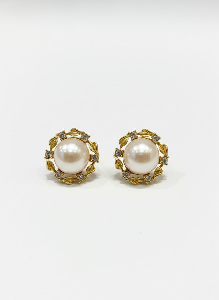 Boucles d’oreilles clip perle & strass