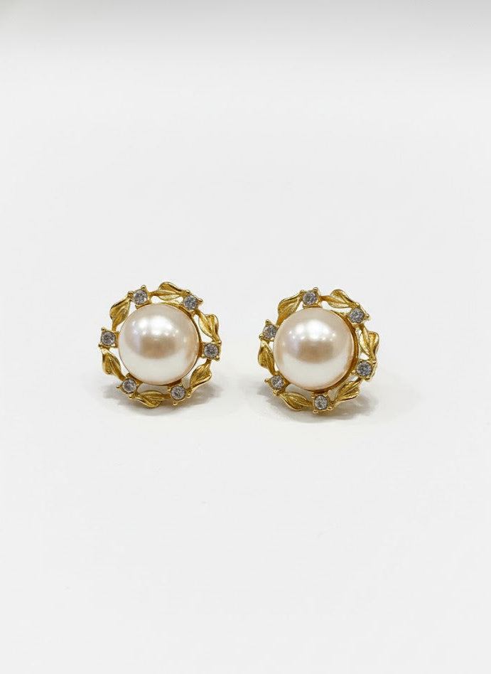Boucles d’oreilles clip perle & strass