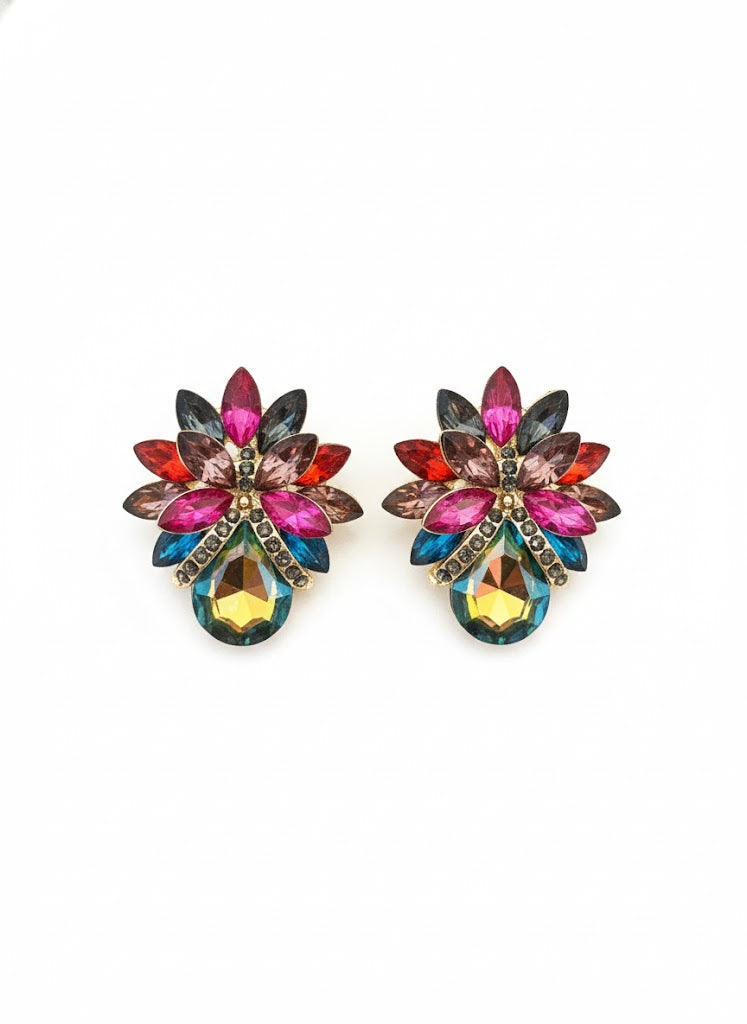 Boucles d’oreilles à strass multicolores