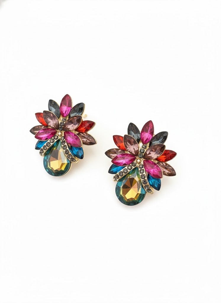 Boucles d’oreilles à strass multicolores