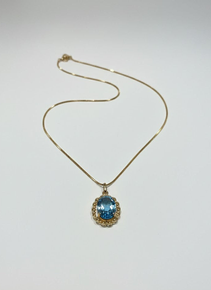 Collier années 60 - pendentif pierre bleu