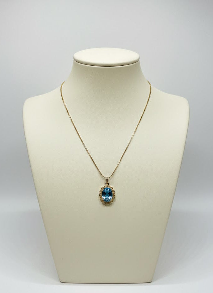 Collier années 60 - pendentif pierre bleu