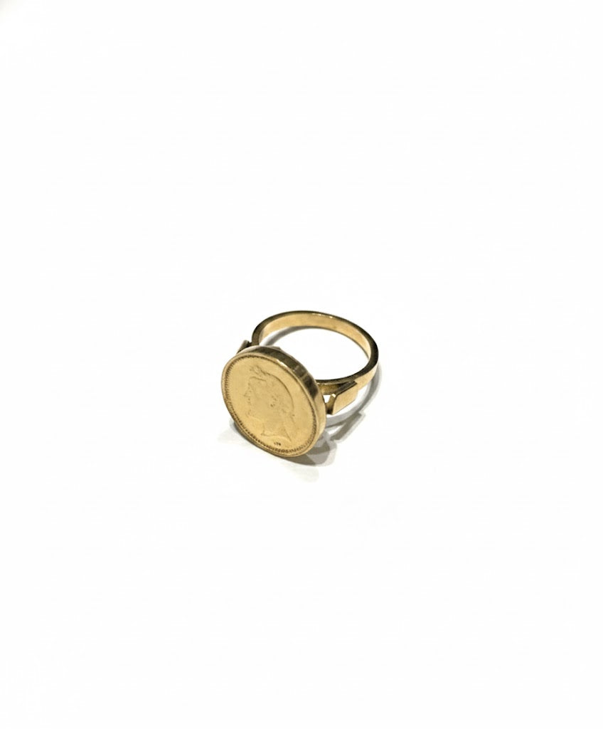 Bague vintage pièce dorée