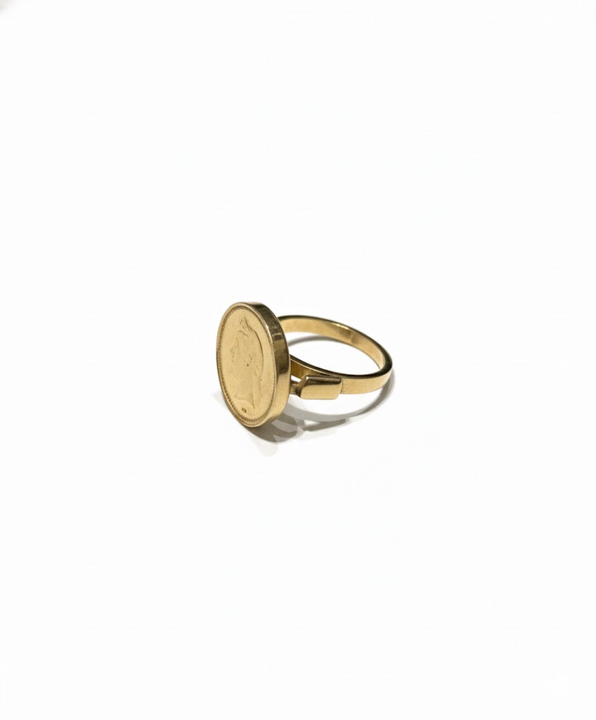 Bague vintage pièce dorée