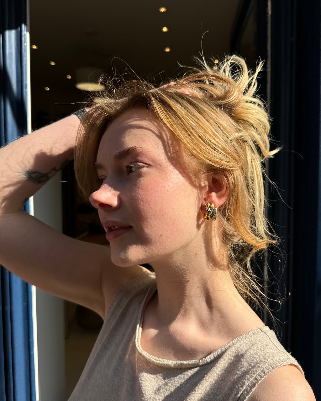 Boucles d'oreilles tréssées dorées et argentées