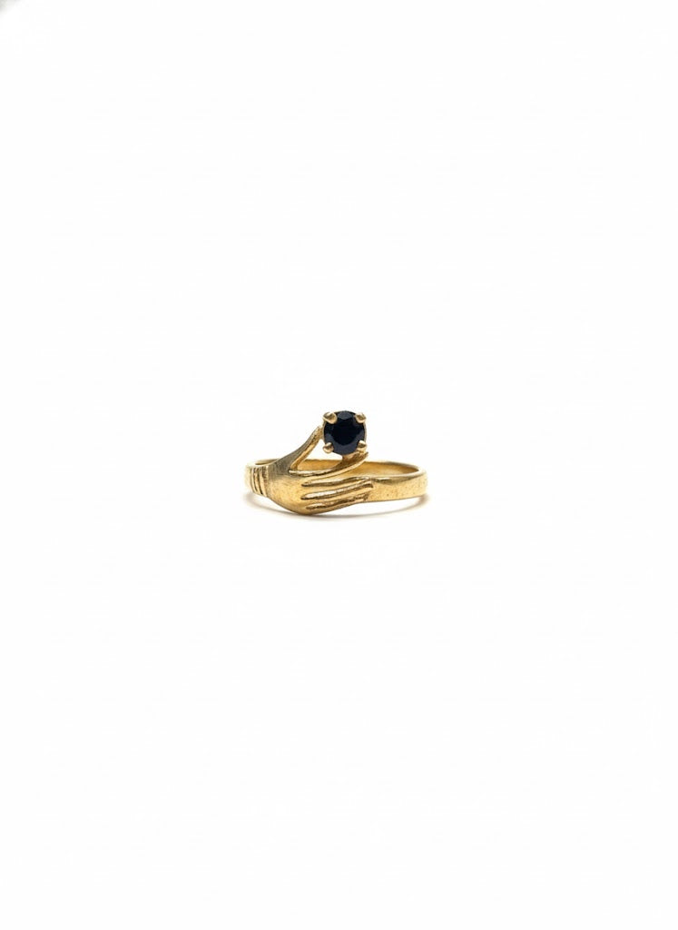 Bague vintage main dorée