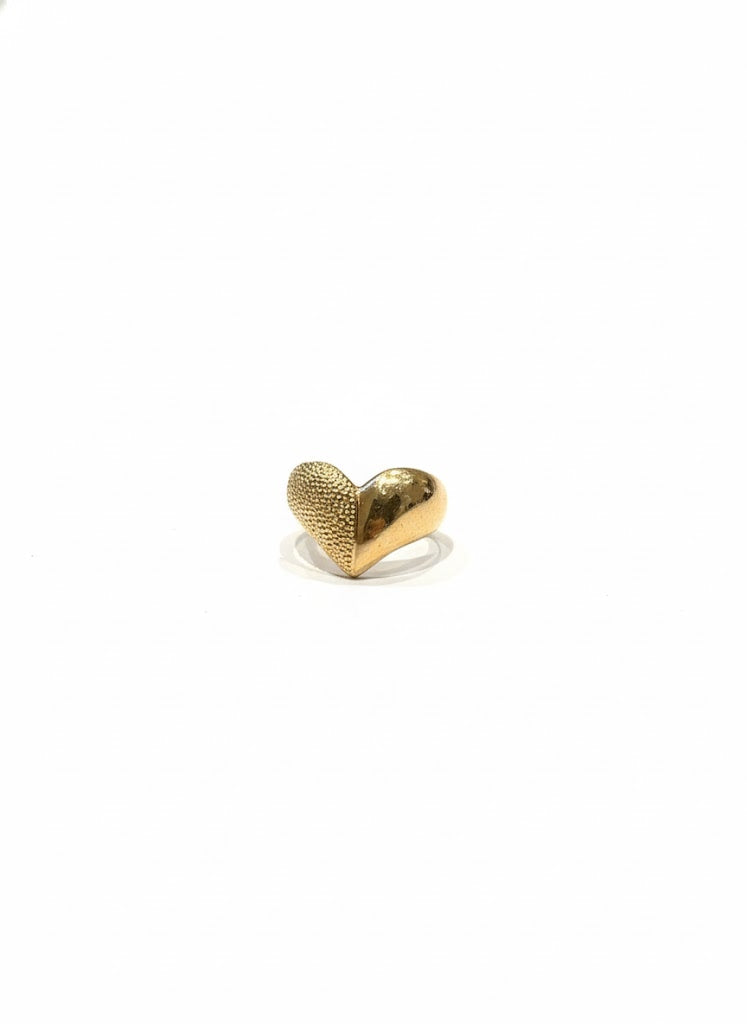 Bague cœur doré texturé
