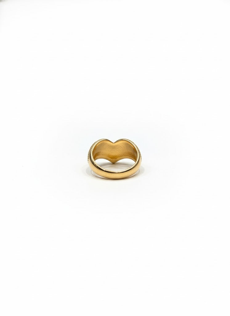 Bague cœur doré texturé
