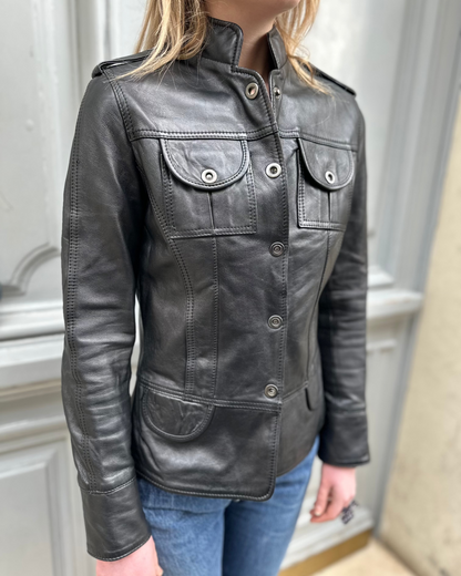Veste en cuir noire