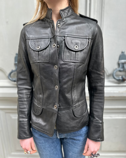Veste en cuir noire