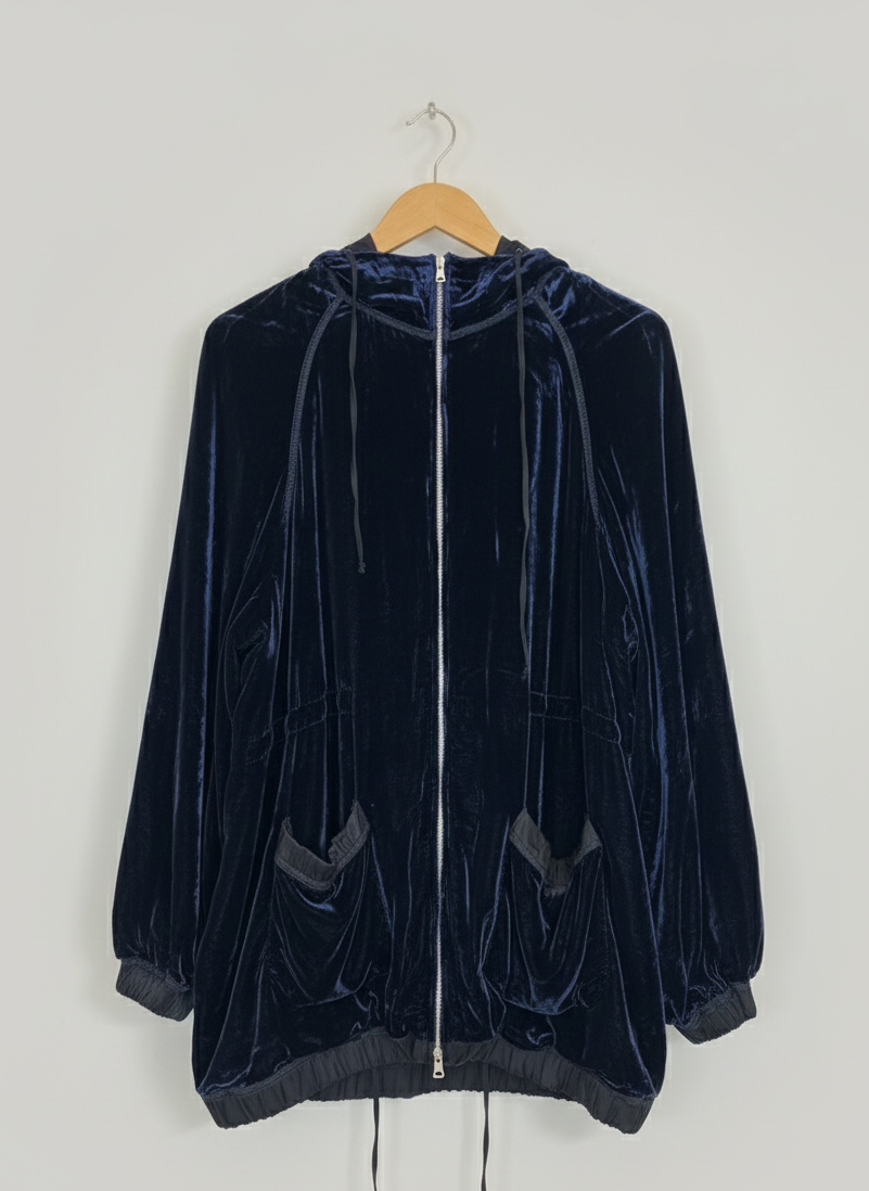 Gilet à capuche en velours Miu Miu