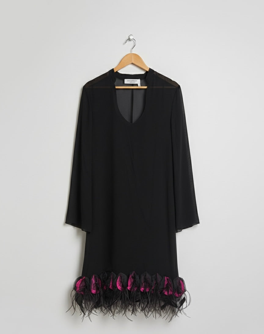 Robe en soie et plumes YSL