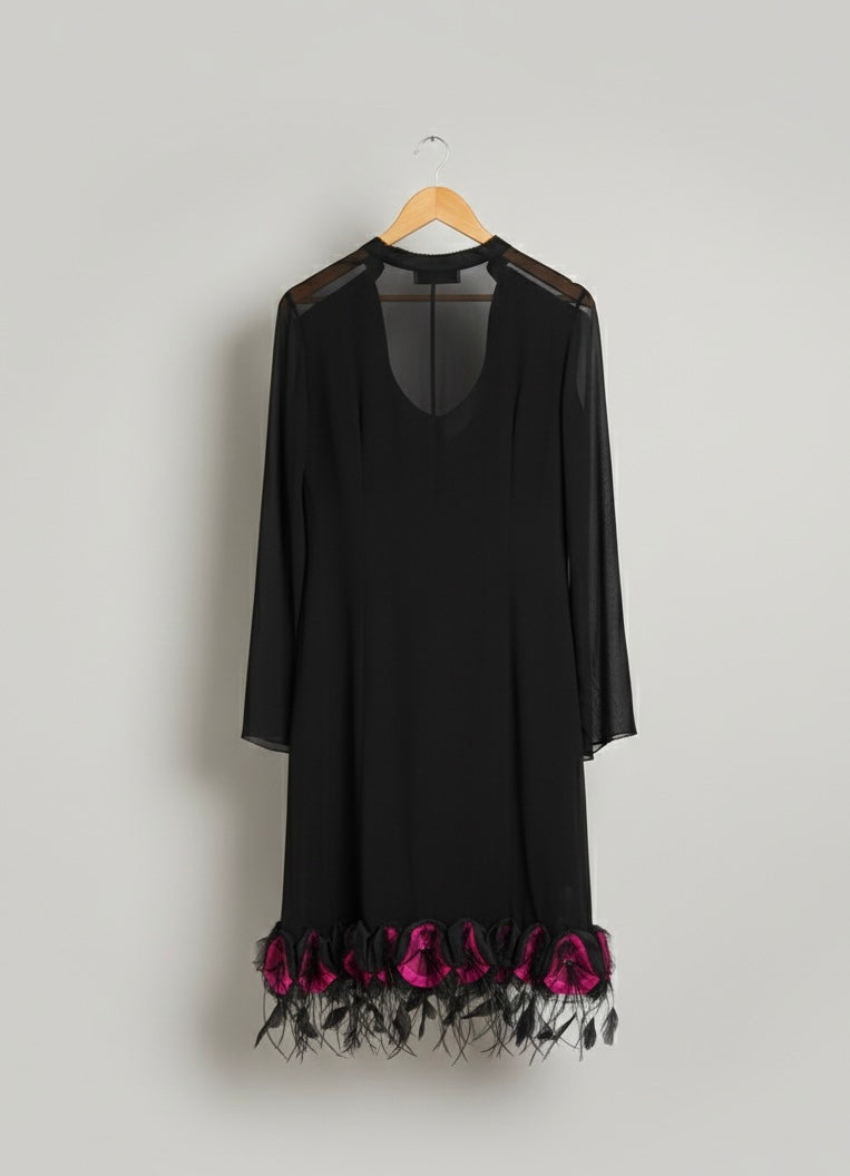 Robe en soie et plumes YSL