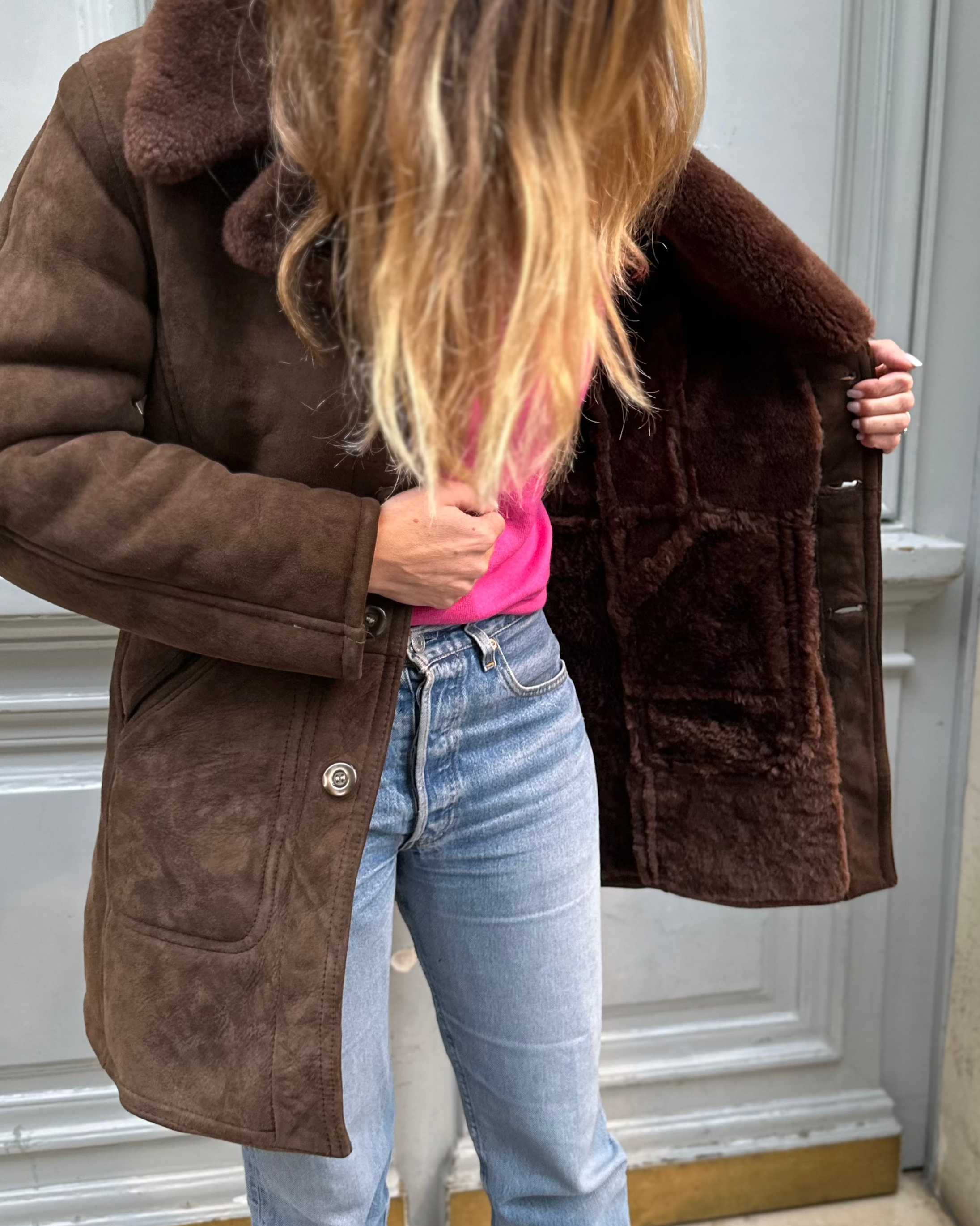 Peau lainée marron