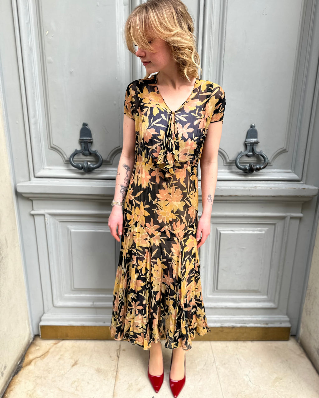 Robe longue à fleurs 30's