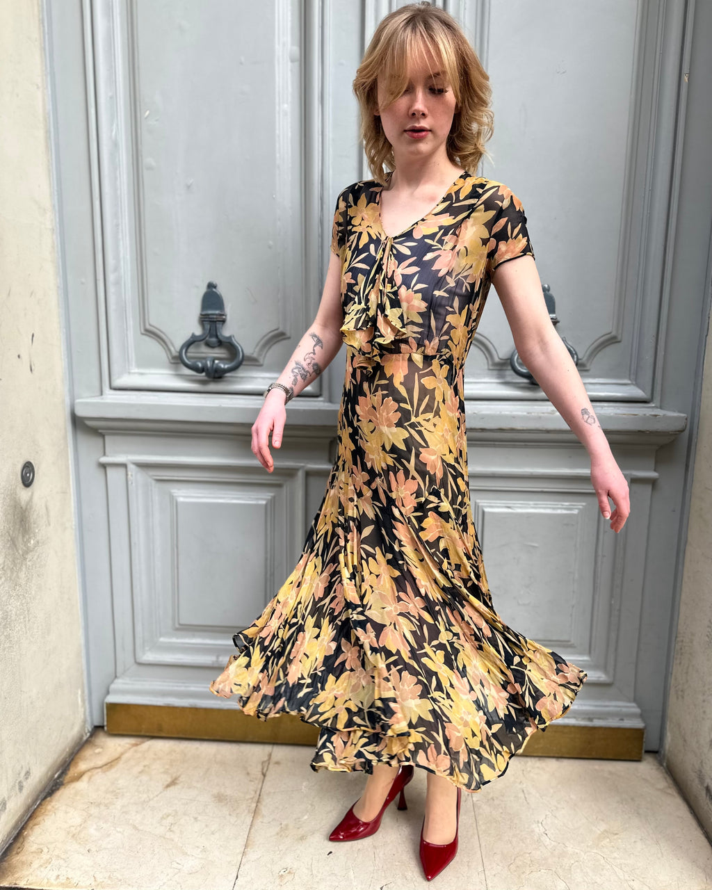 Robe longue à fleurs 30's