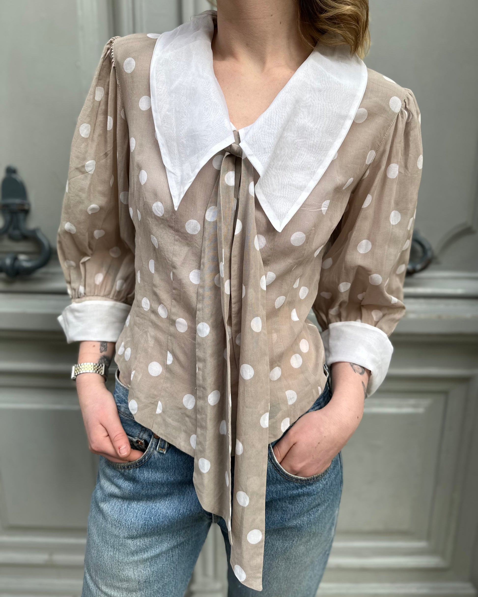 Blouse à pois coton