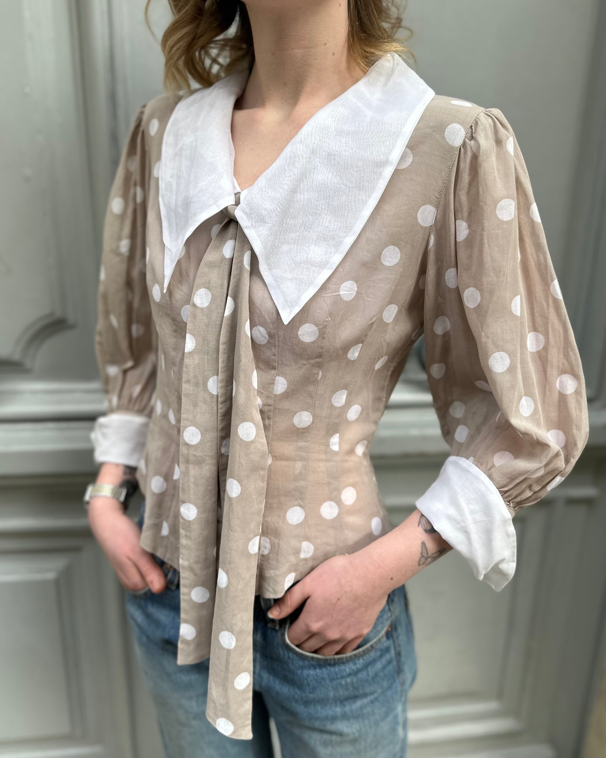Blouse à pois coton