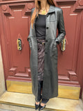 Longue veste en cuir noir