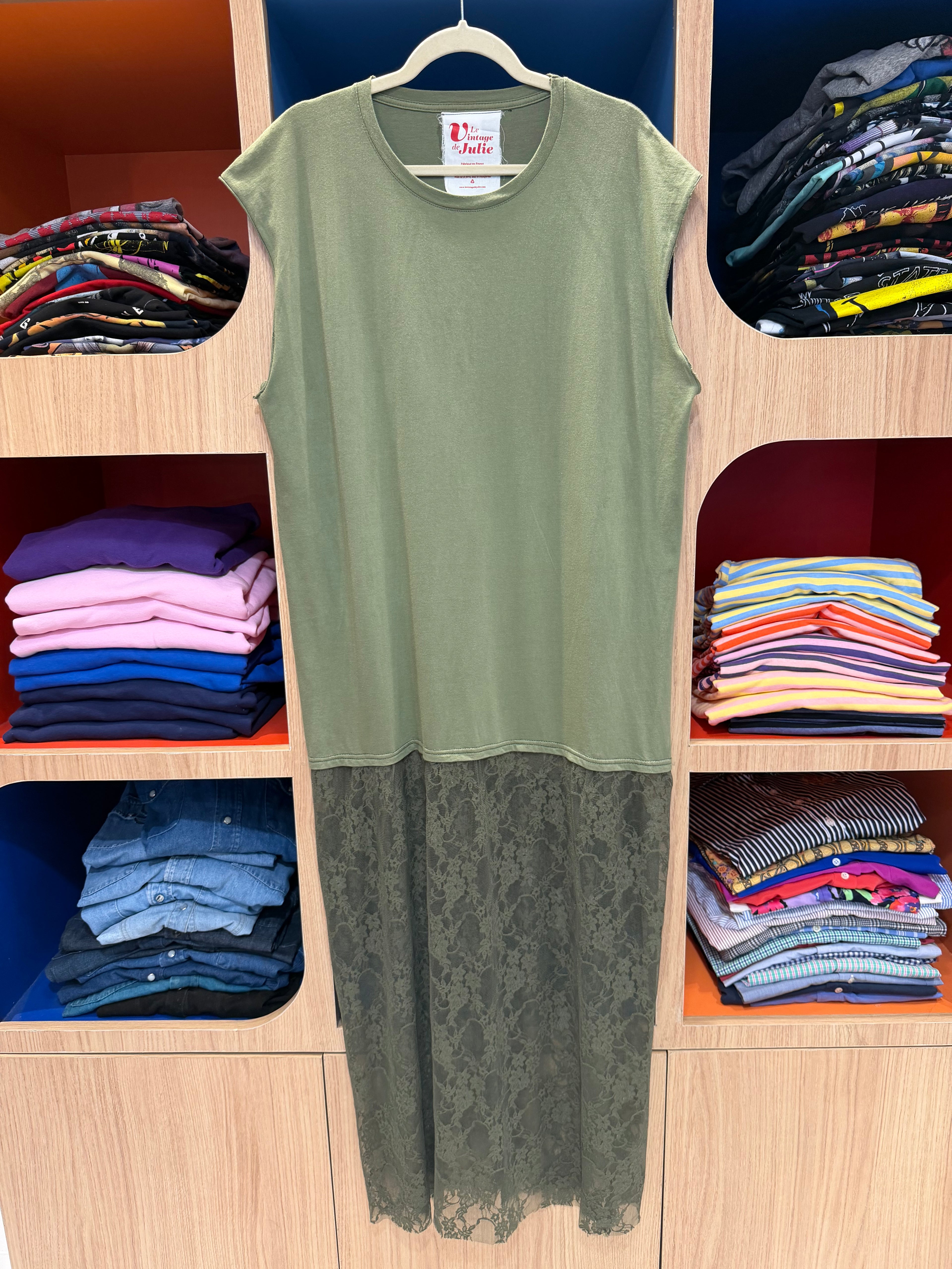 Robe upcyclée Fruit of the Loom Kaki