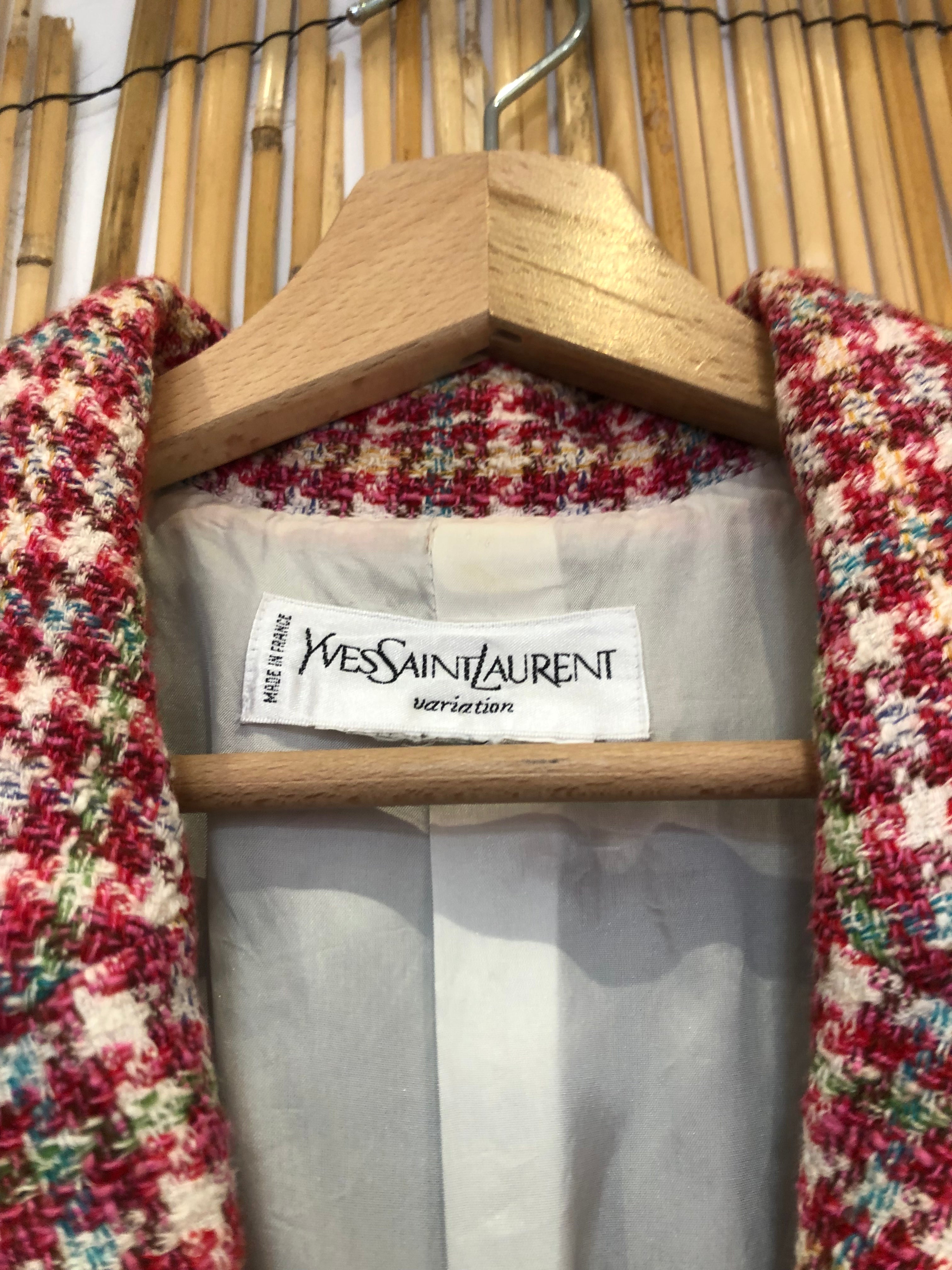 Saint laurent tweed coat clearance