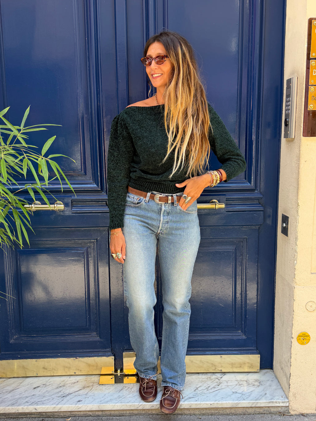Pull Christian Dior en maille chenille vert sapin