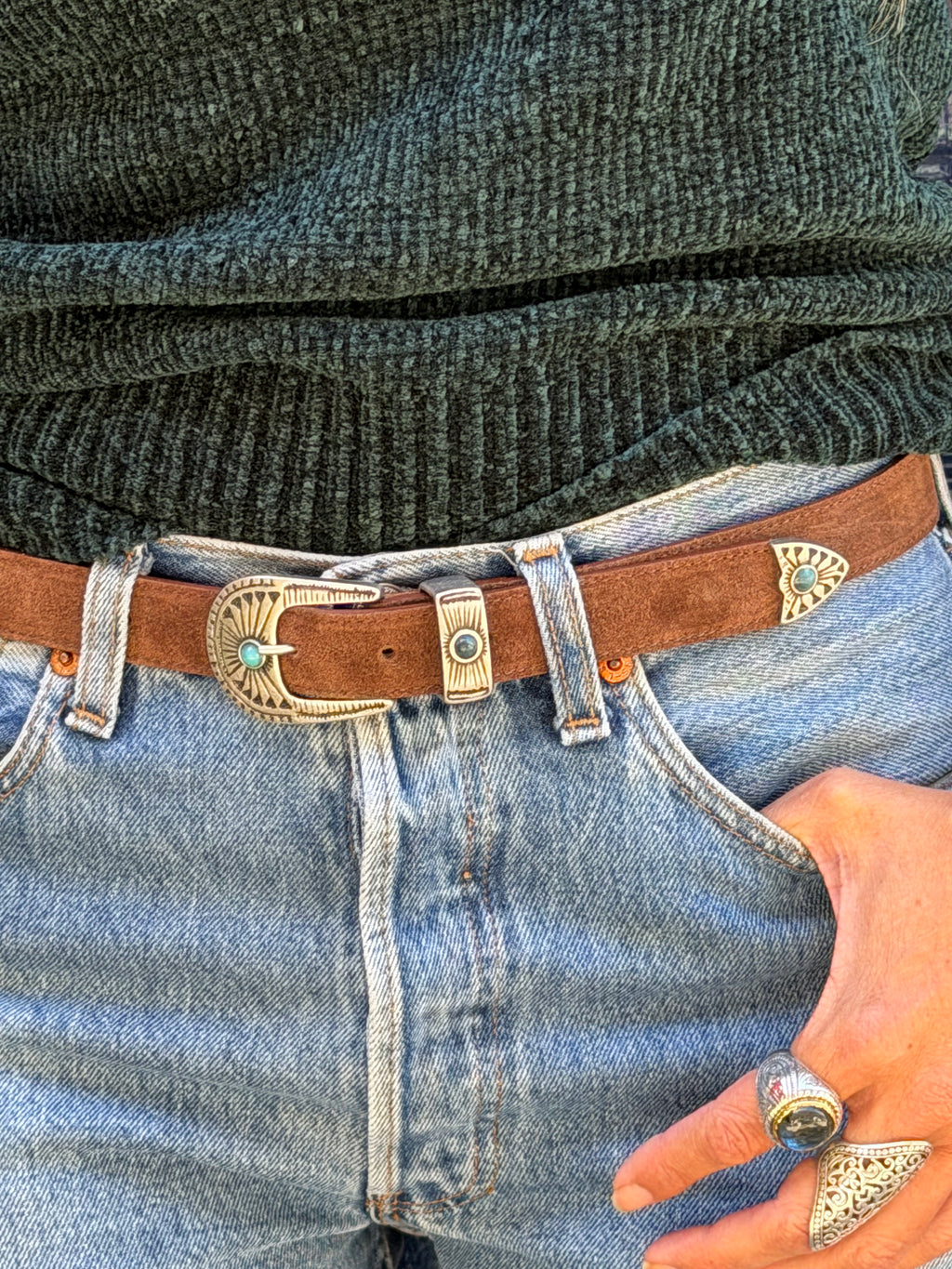 Ceinture en cuir style western