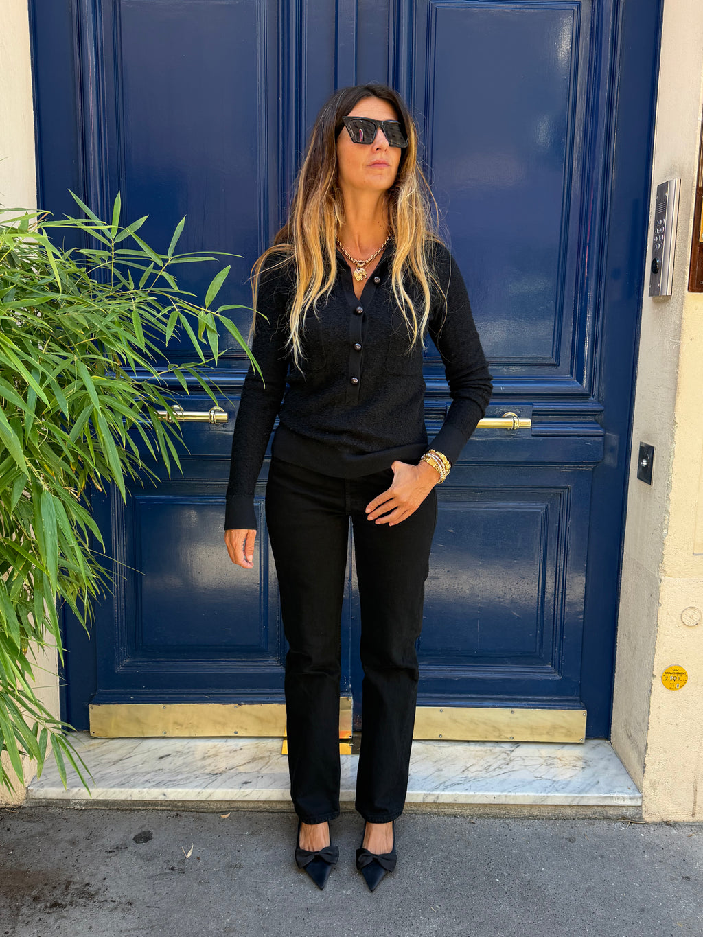 Pull Chanel Uniform en laine noire