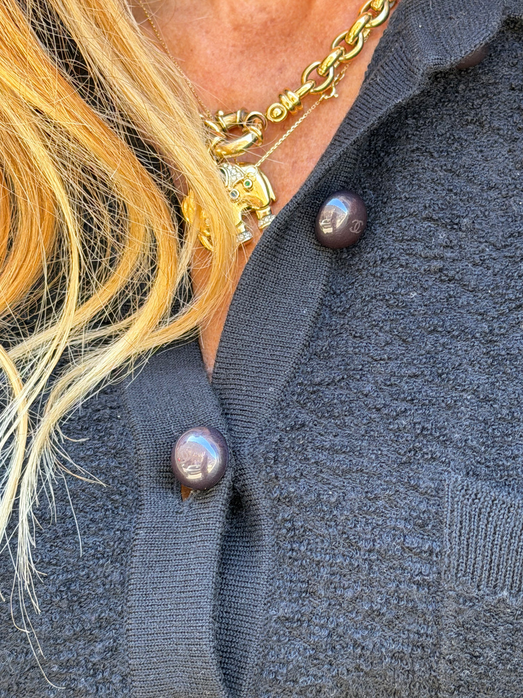 Pull Chanel Uniform en laine noire