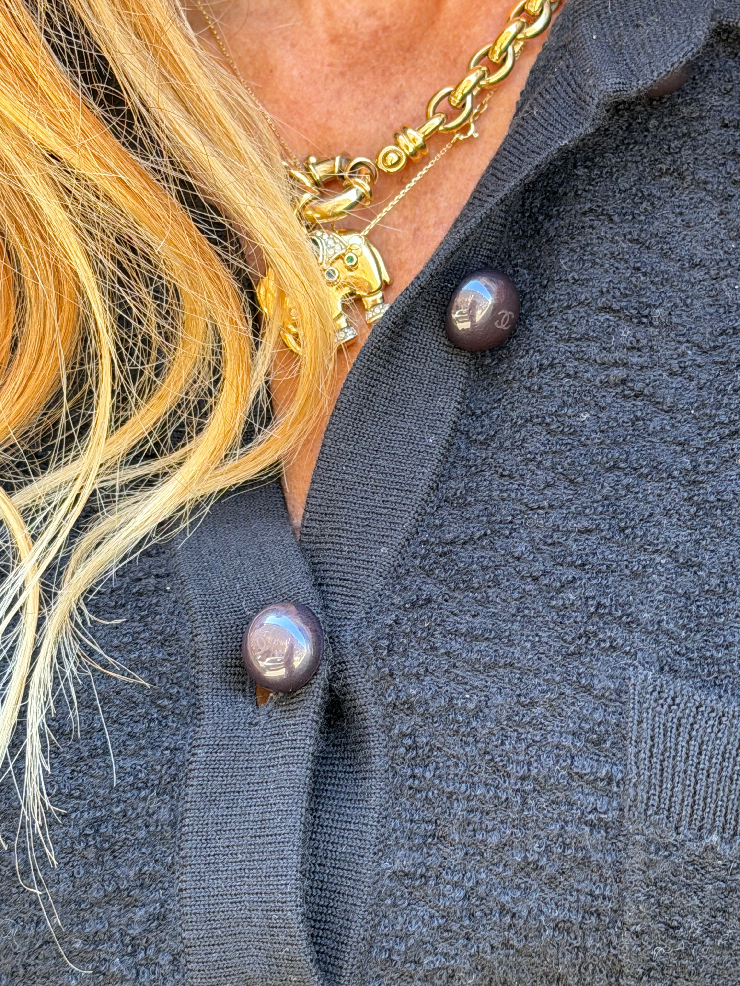 Pull Chanel Uniform en laine noire