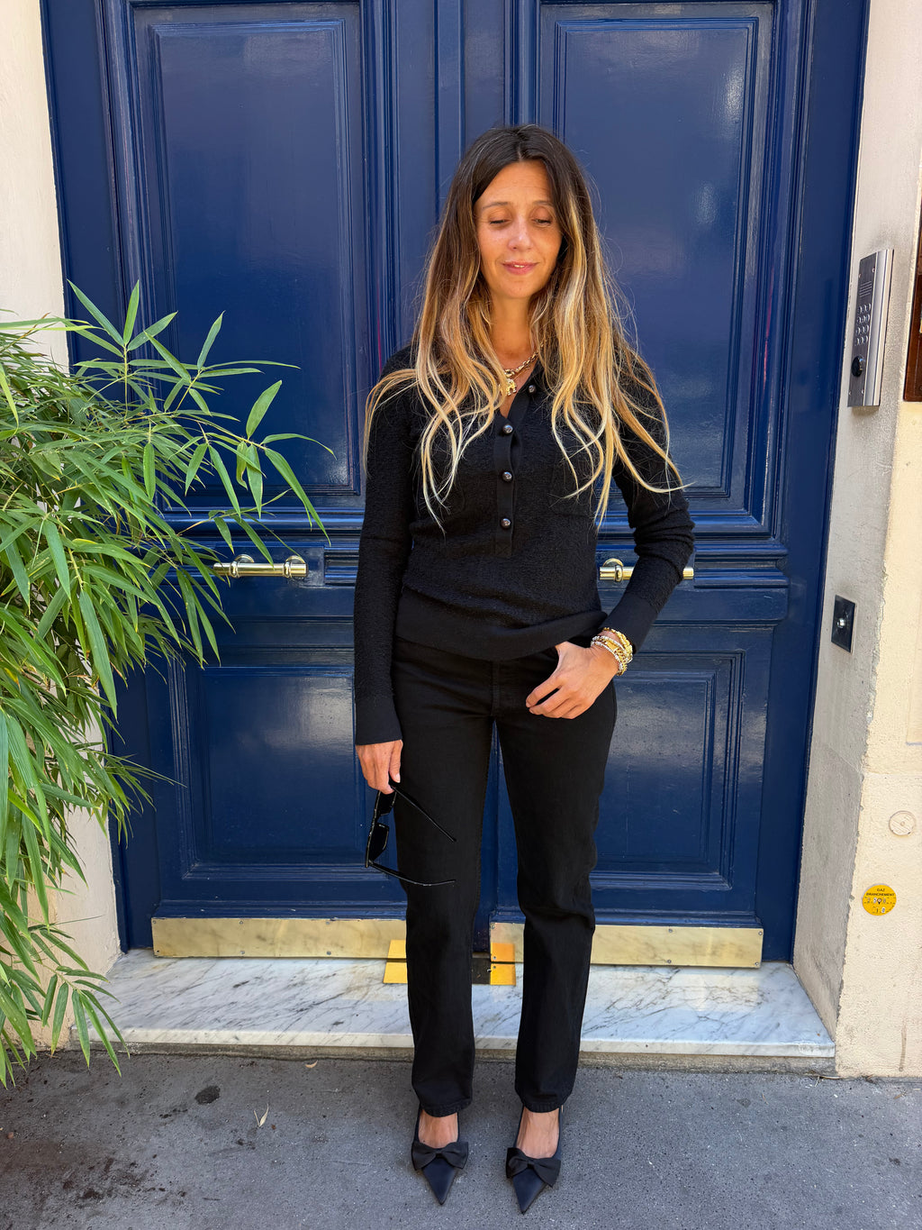 Pull Chanel Uniform en laine noire