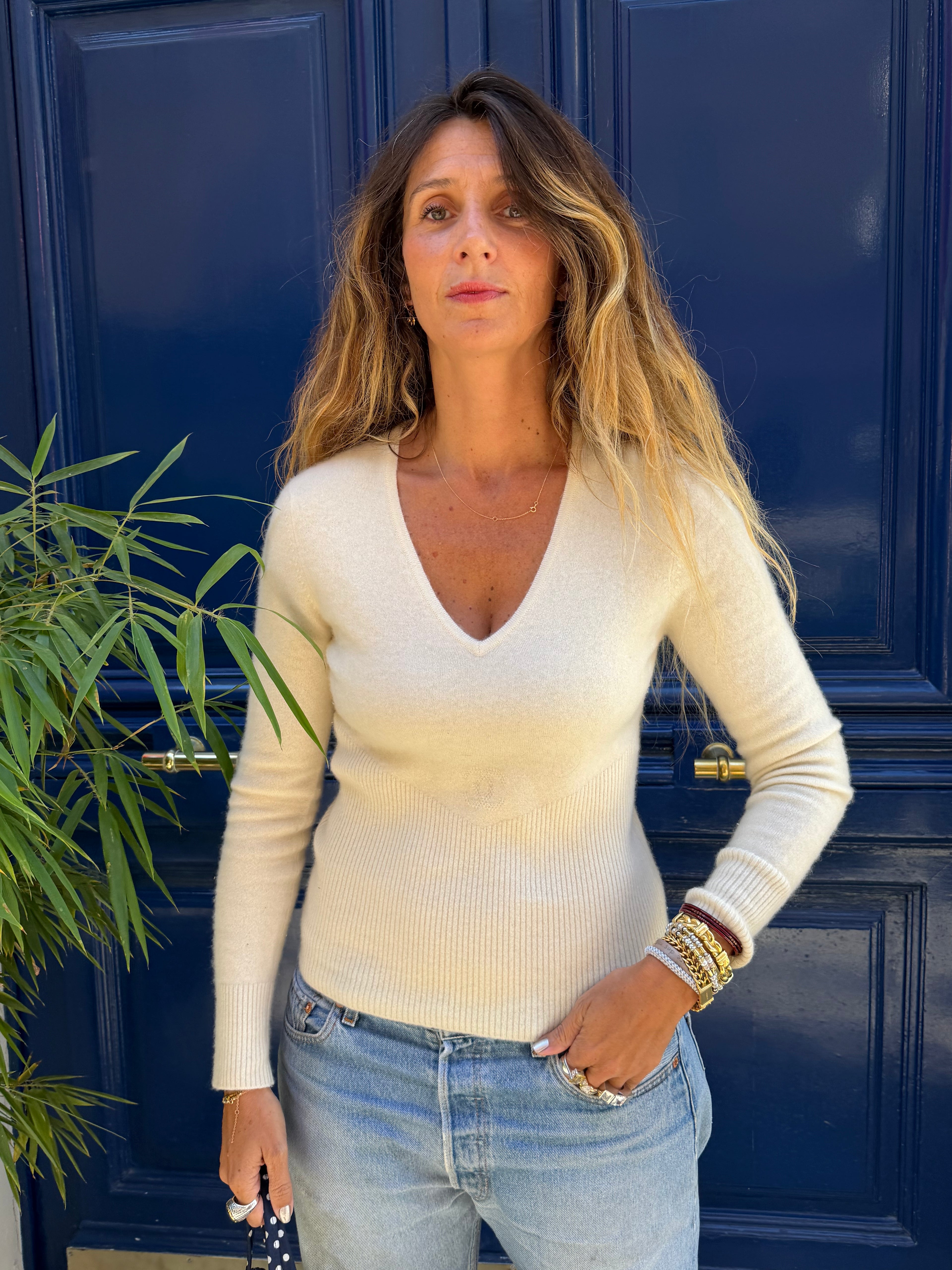 Pull Chanel Identification en cachemire écru